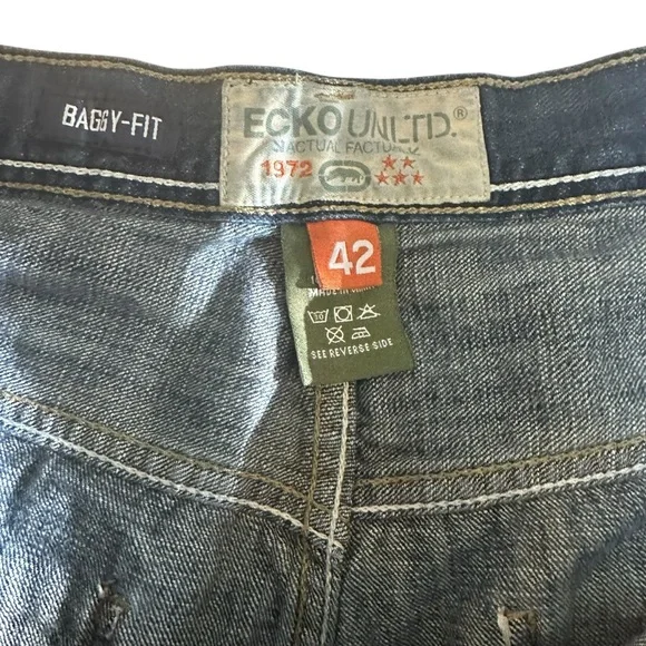 Ecko Unlimited Green Camouflage Jean Y2K Shorts